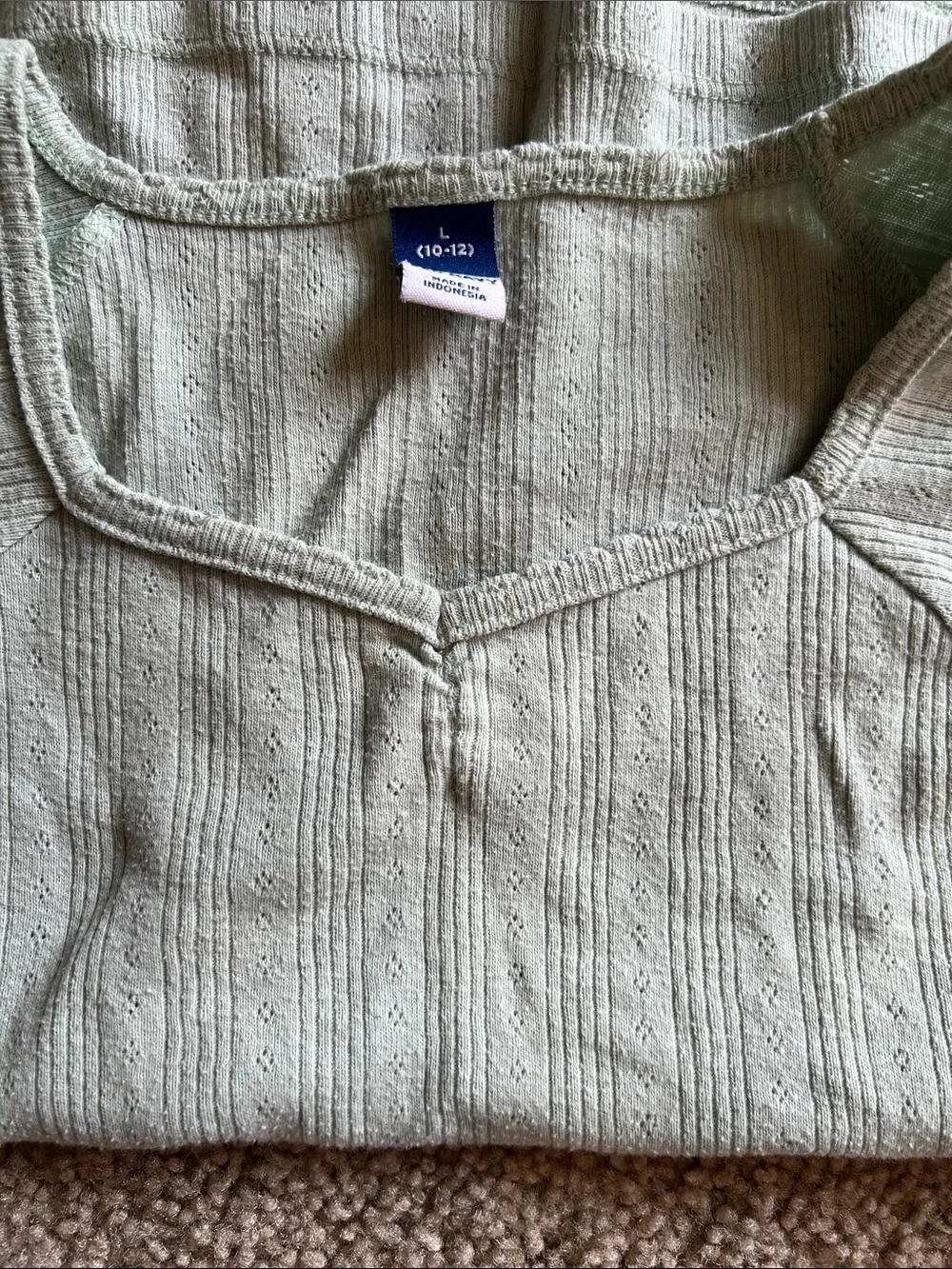 Old Navy Light Green Ribbed Short Sleeve Top